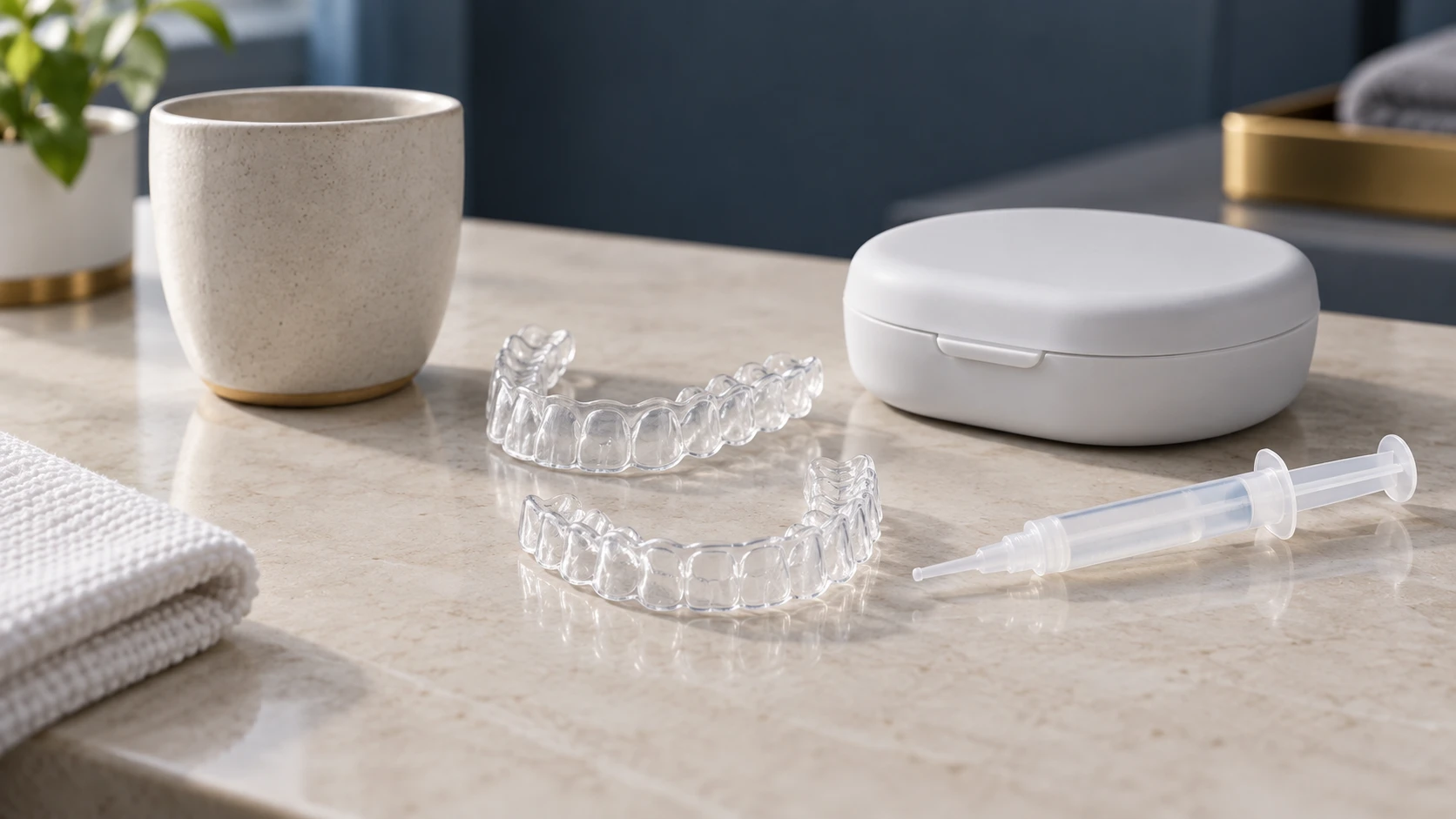 Férulas de blanqueamiento dental a medida con jeringuilla de gel